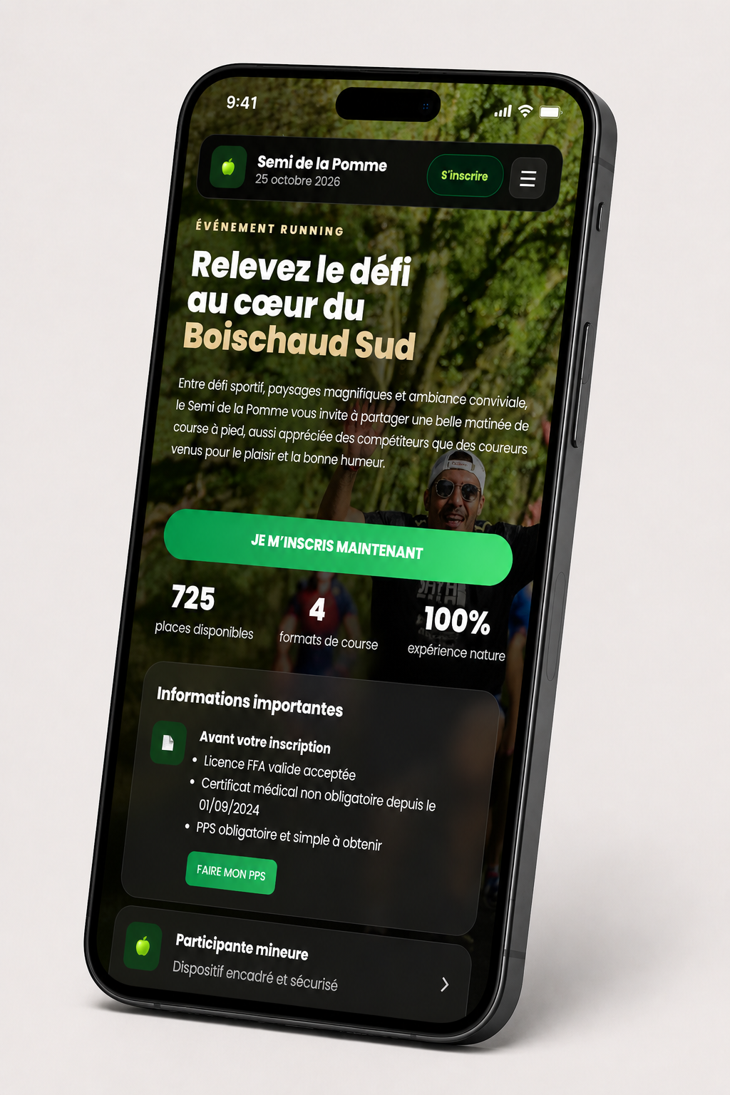 Deuxième écran mobile du site